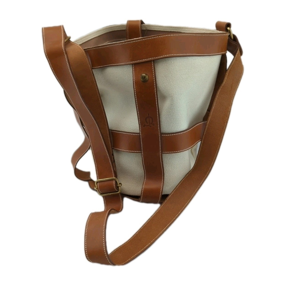 A.D'onise El Caballo Canvas Leather Bucket Bag 8-in Diameter 10 In Tall